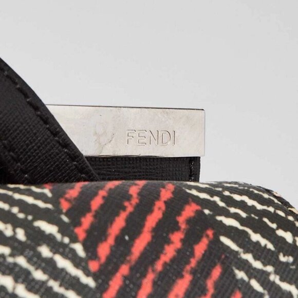 Fendi Black/Red/White Striped Saffiano Leather Demi Jour Shoulder Bag - Picture 8 of 12